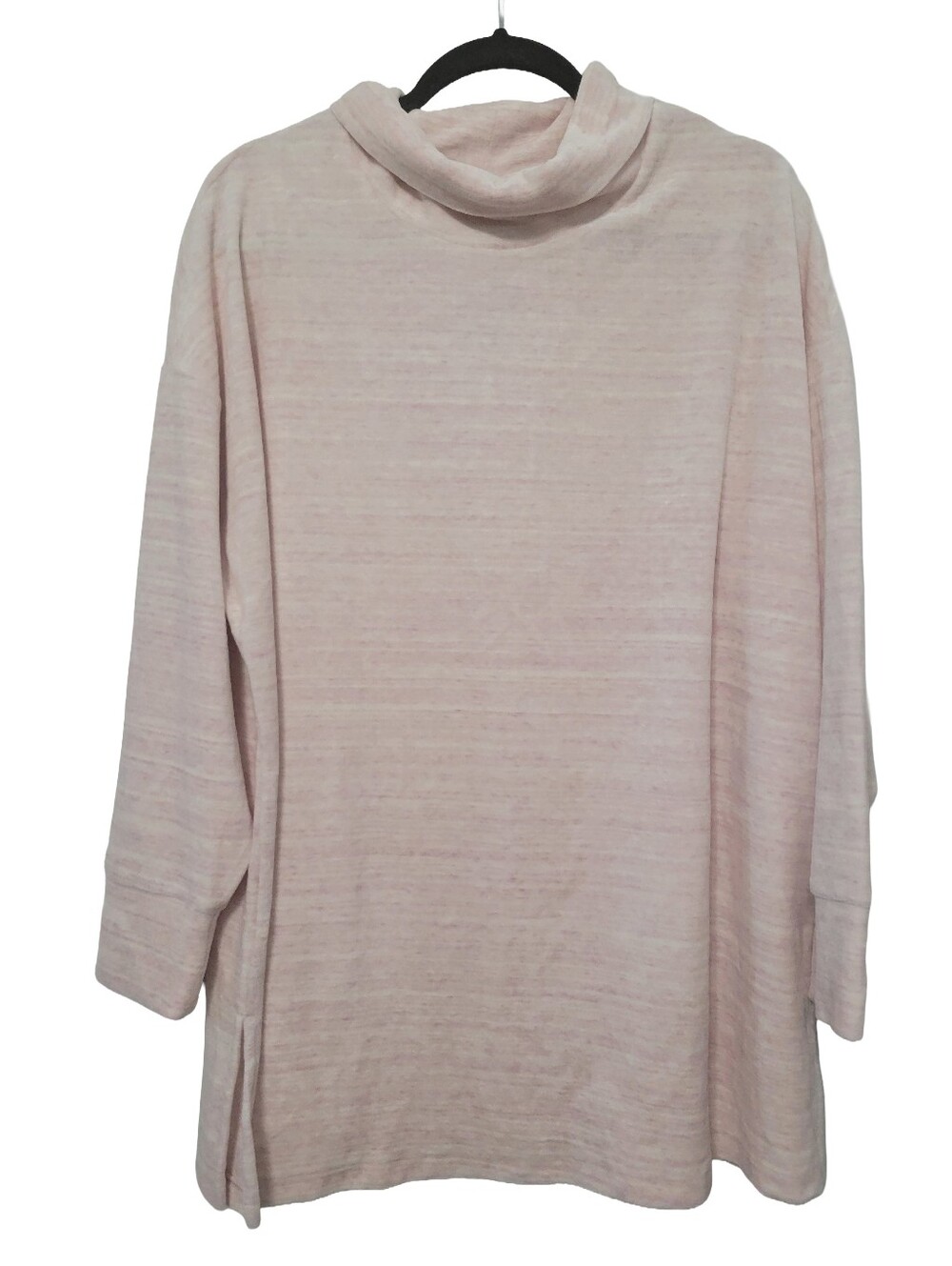 NWT J Jill Fit Heathered Mock Neck Sweatshirt Size L Light Pink Cotton Blend